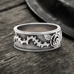 Charger l'image dans la galerie, Oeil et Rose Bague Goth en acier inoxydable