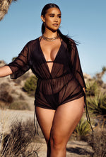 Charger l'image dans la galerie, Evyn Sheer Cover Up Romper - Black