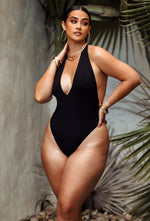 Charger l'image dans la galerie, Nico Ribbed Halter One Piece - Black