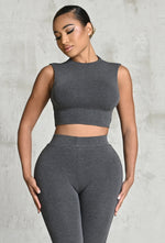 Charger l'image dans la galerie, Matte Basix Sculpt Crop Tank - Charcoal