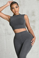 Charger l'image dans la galerie, Matte Basix Sculpt Crop Tank - Charcoal