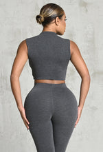 Charger l'image dans la galerie, Matte Basix Sculpt Crop Tank - Charcoal