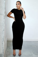 Charger l'image dans la galerie, Matte Basix Sculpt Short Sleeve Maxi Dress - Black