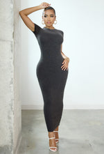 Charger l'image dans la galerie, Matte Basix Sculpt Short Sleeve Maxi Dress - Charcoal