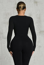 Charger l'image dans la galerie, Matte Basix Sculpt Plunge Neck Bodysuit - Black