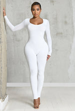 Charger l'image dans la galerie, Matte Basix Sculpt Plunge Neck Jumpsuit - Bone