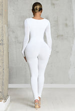 Charger l'image dans la galerie, Matte Basix Sculpt Plunge Neck Jumpsuit - Bone