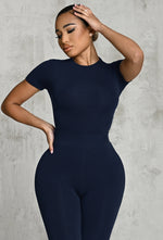 Charger l'image dans la galerie, Matte Basix Sculpt Short Sleeve Bodysuit - Navy