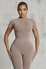 Charger l'image dans la galerie, Matte Basix Sculpt Short Sleeve Bodysuit - Nude