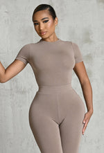 Charger l'image dans la galerie, Matte Basix Sculpt Short Sleeve Bodysuit - Nude