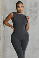 Charger l'image dans la galerie, Matte Basix Sculpt Jumpsuit - Charcoal