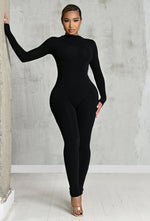 Charger l'image dans la galerie, Matte Basix Sculpt Long Sleeve Jumpsuit - Black
