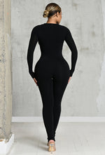 Charger l'image dans la galerie, Matte Basix Sculpt Long Sleeve Jumpsuit - Black