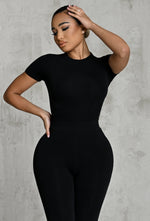 Charger l'image dans la galerie, Matte Basix Sculpt Short Sleeve Bodysuit - Black
