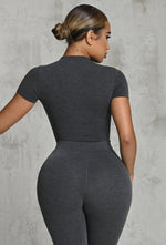 Charger l'image dans la galerie, Matte Basix Sculpt Short Sleeve Bodysuit - Charcoal