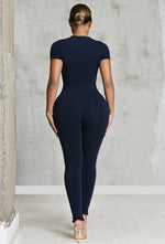 Charger l'image dans la galerie, Matte Basix Sculpt Short Sleeve Jumpsuit - Navy