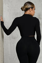 Charger l'image dans la galerie, Matte Basix Sculpt Long Sleeve Crop - Black