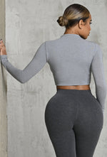 Charger l'image dans la galerie, Matte Basix Sculpt Long Sleeve Crop - Grey