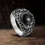 Charger l'image dans la galerie, Flying Bats Stainless Steel Gemstone Ring | Gthic.com