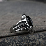 Charger l'image dans la galerie, Bague gothique punk en acier inoxydable et agate noire