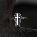 Charger l'image dans la galerie, Cross And Coffin Stainless Steel Ring 02 | Gthic.com