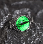 Charger l'image dans la galerie, Gothic Angel Evil Eye Stainless Steel Ring05 green | Gthic.com
