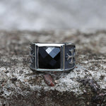 Charger l'image dans la galerie, Gothic Cross Fleury Stainless Steel CZ Ring 01 black | Gthic.com