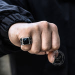 Charger l'image dans la galerie, Croix gothique Fleury Bague en acier inoxydable CZ