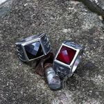 Charger l'image dans la galerie, Croix gothique Fleury Bague en acier inoxydable CZ