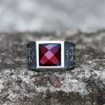 Charger l'image dans la galerie, Croix gothique Fleury Bague en acier inoxydable CZ