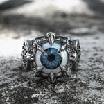 Charger l'image dans la galerie, Greek Evil Eye Stainless Steel Biker Ring 01 Gray | Gthic.com