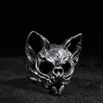 Charger l'image dans la galerie, Bague de crâne de chat gothique en argent sterling