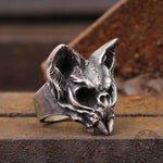 Charger l'image dans la galerie, Bague de crâne de chat gothique en argent sterling