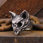 Charger l'image dans la galerie, Bague de crâne de chat gothique en argent sterling