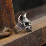 Charger l'image dans la galerie, Bague de crâne de chat gothique en argent sterling