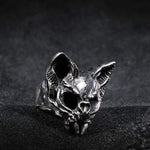 Charger l'image dans la galerie, Bague de crâne de chat gothique en argent sterling