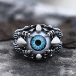 Charger l'image dans la galerie, Greek Evil Eye Stainless Steel Skull Ring | Gthic.com