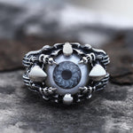 Charger l'image dans la galerie, Greek Evil Eye Stainless Steel Skull Ring | Gthic.com