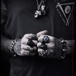 Charger l'image dans la galerie, Bague de motard en acier inoxydable avec oeil maléfique grec