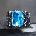 Charger l'image dans la galerie, Iris Pattern Gem Stainless Steel CZ Ring 04 blue | Gthic.com