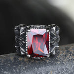 Charger l'image dans la galerie, Iris Pattern Gem Stainless Steel CZ Ring 01 red | Gthic.com