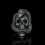 Charger l'image dans la galerie, Snake And Skull Sterling Silver Gothic Ring 01 | Gthic.com