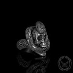 Charger l'image dans la galerie, Serpent et Crâne Bague Gothique en Argent Sterling