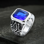 Charger l'image dans la galerie, Bague à pierres précieuses en acier inoxydable avec motif sculpté dans la pierre