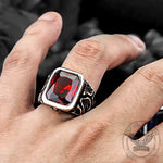 Charger l'image dans la galerie, Bague à pierres précieuses en acier inoxydable avec motif sculpté dans la pierre