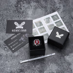 Charger l'image dans la galerie, Bague à pierres précieuses en acier inoxydable avec motif sculpté dans la pierre