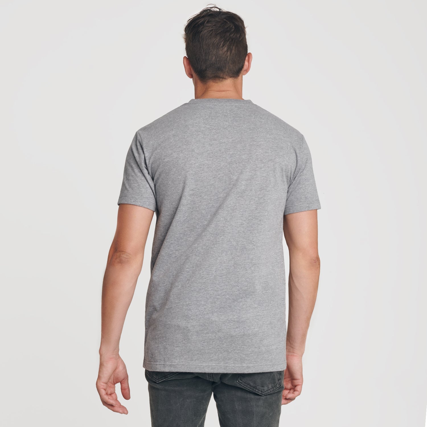 T-Shirt col V gris chiné