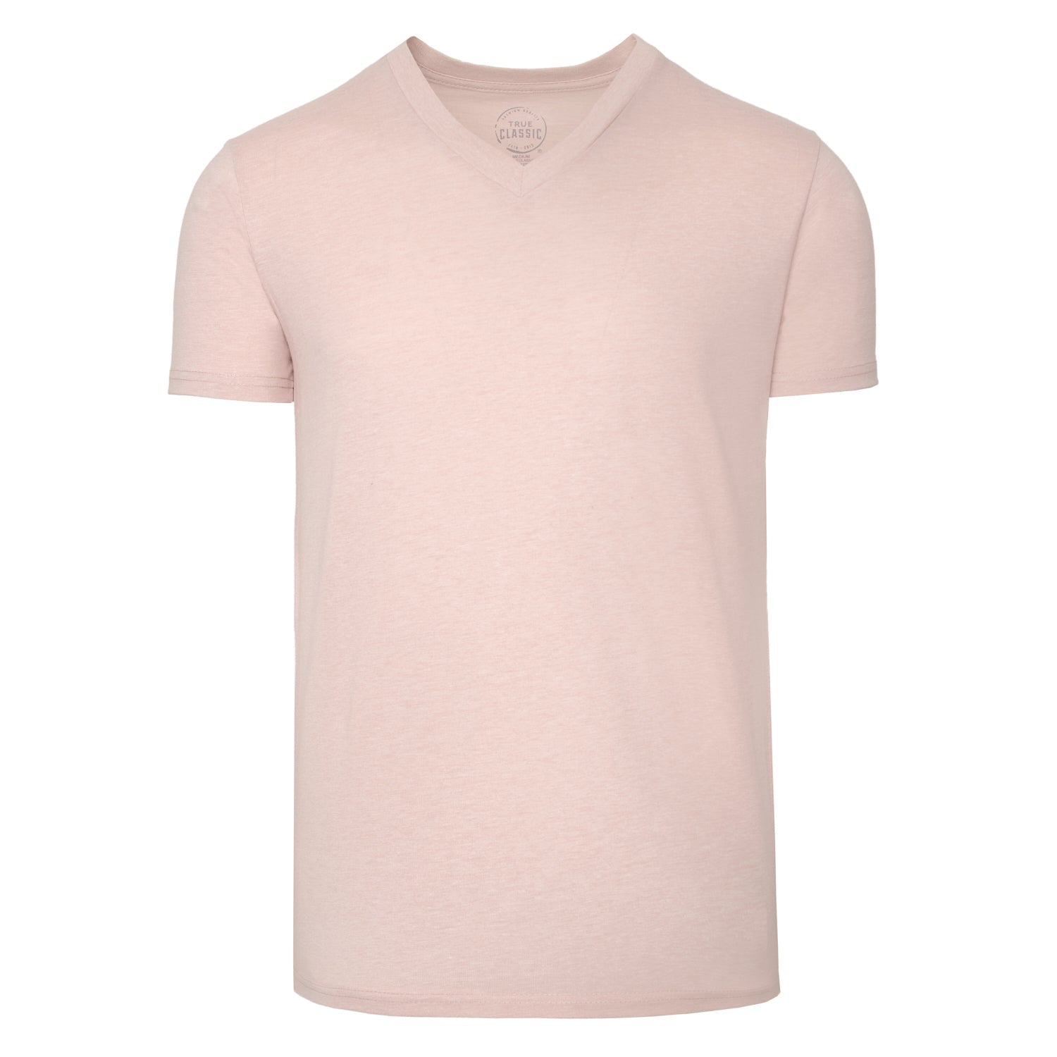 T-Shirt col V rose poudré en chiné