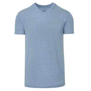 T-shirt col V bleu chiné
