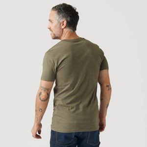 T-Shirt col V vert militaire chiné